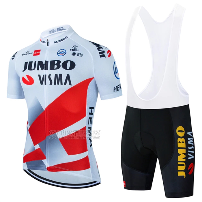 2022 Cycling Jersey Jumbo Visma Red White Short Sleeve and Bib Short
